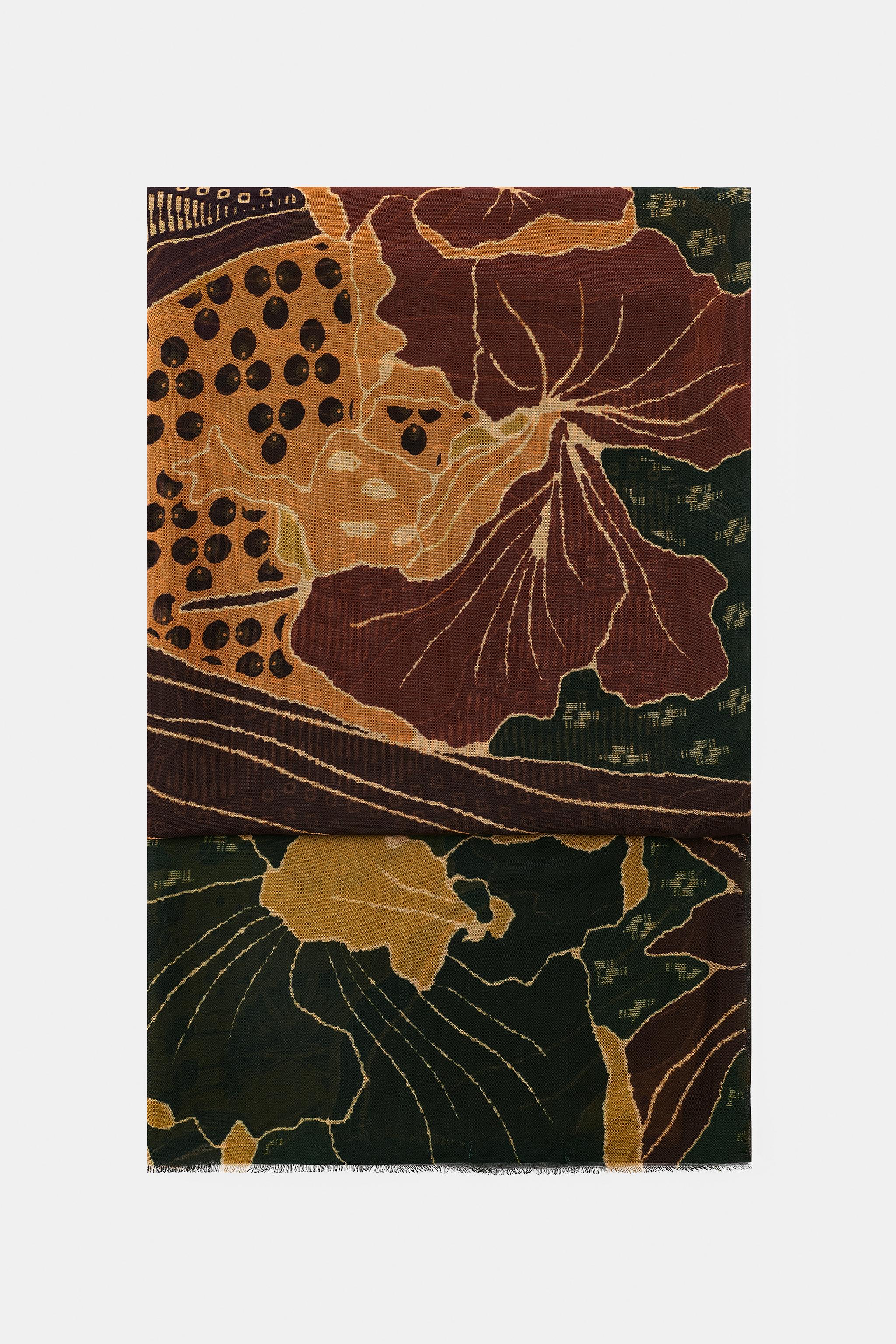 FLORAL PRINT MODAL SILK SCARF